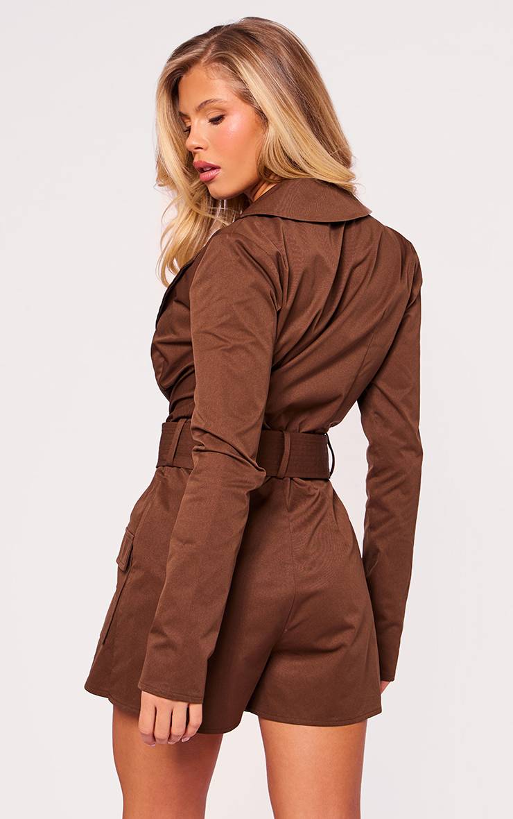 Kaki Combi-short Jupe-short À Décolleté Plongeant Avec Détail De Poches Cargo Marron Chocolat