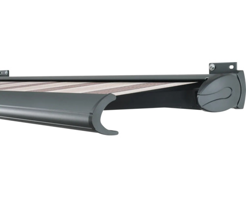 SOLUNA cassettescherm Exclusiv 2x1,5 doekdesign 8935 frame RAL 7016 antracietgrijs aandrijving rechts incl. motor en wandschakelaar
