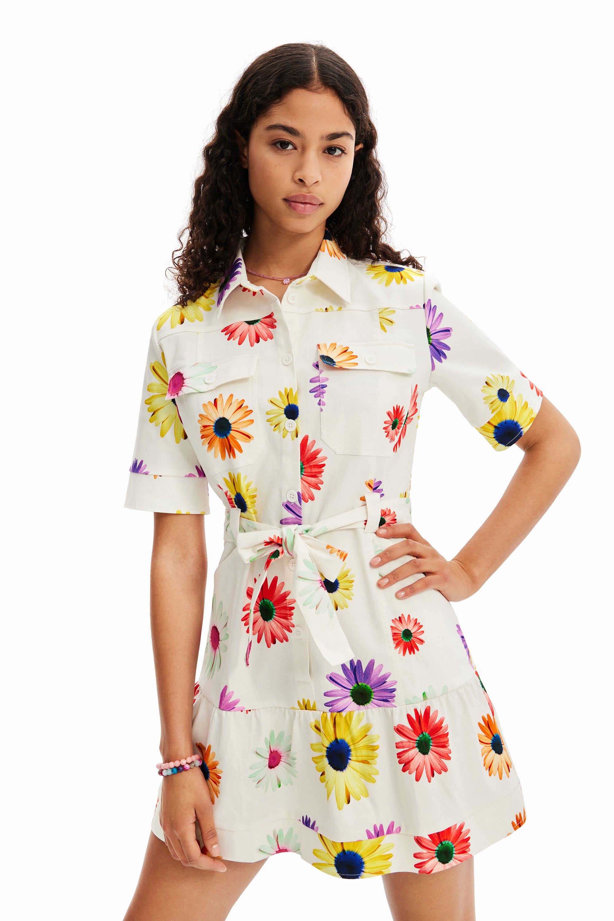 Robe chemise courte fleurs M. Christian Lacroix
