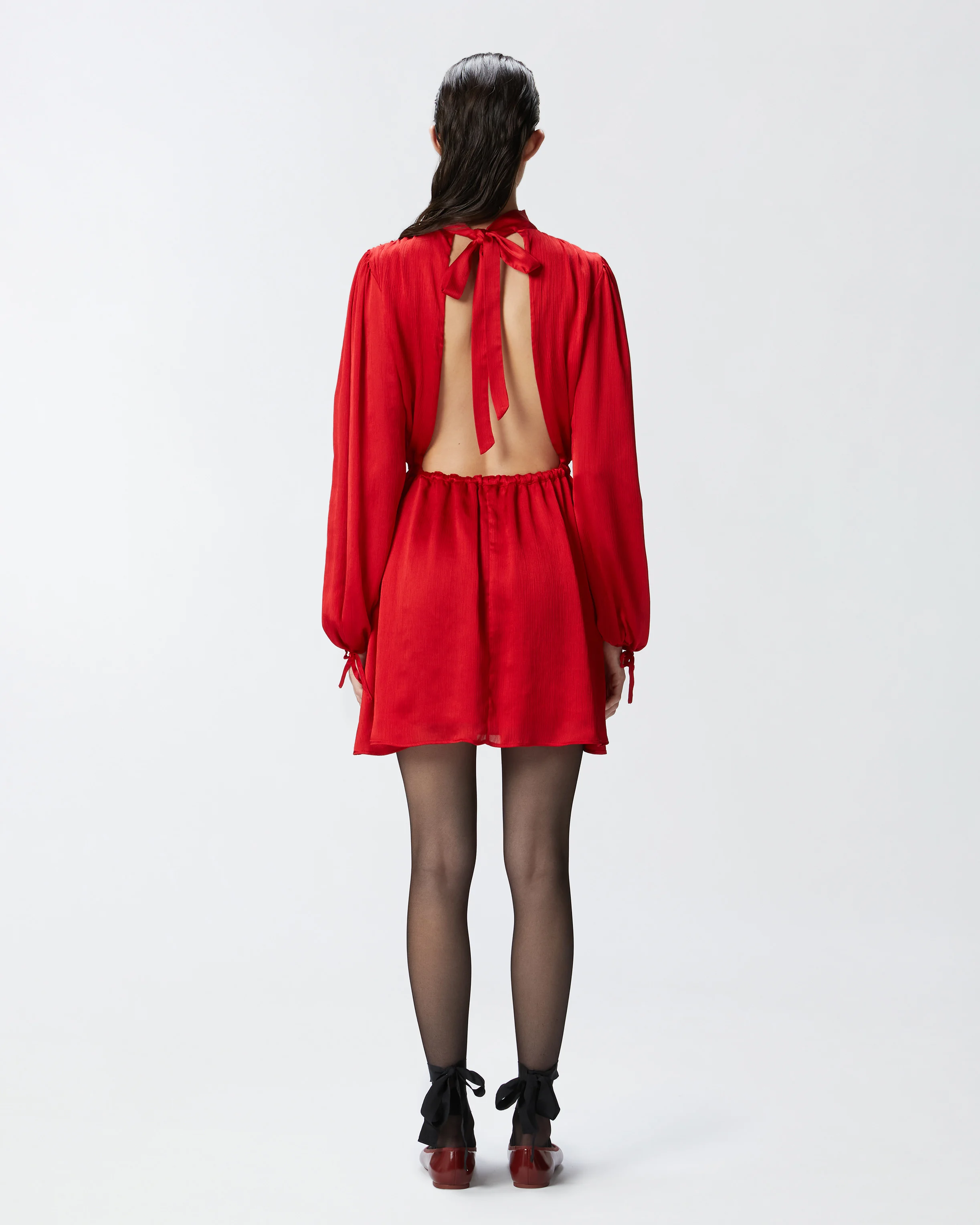 Mini-robe dos nu ondulée | Rouge