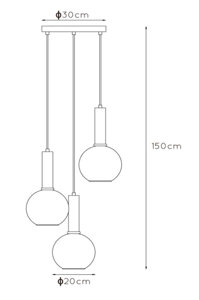 Lucide Marius hanglamp 48cm 3x E27 zwart