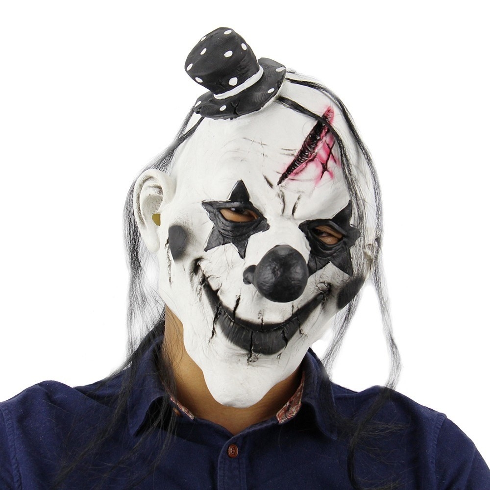 Latex Grusel Maske Halloween Gesichtsmaske Kostüm Zubehör Motto Party Accessoire Fasnachts Foto Requisite - Grusel Clown