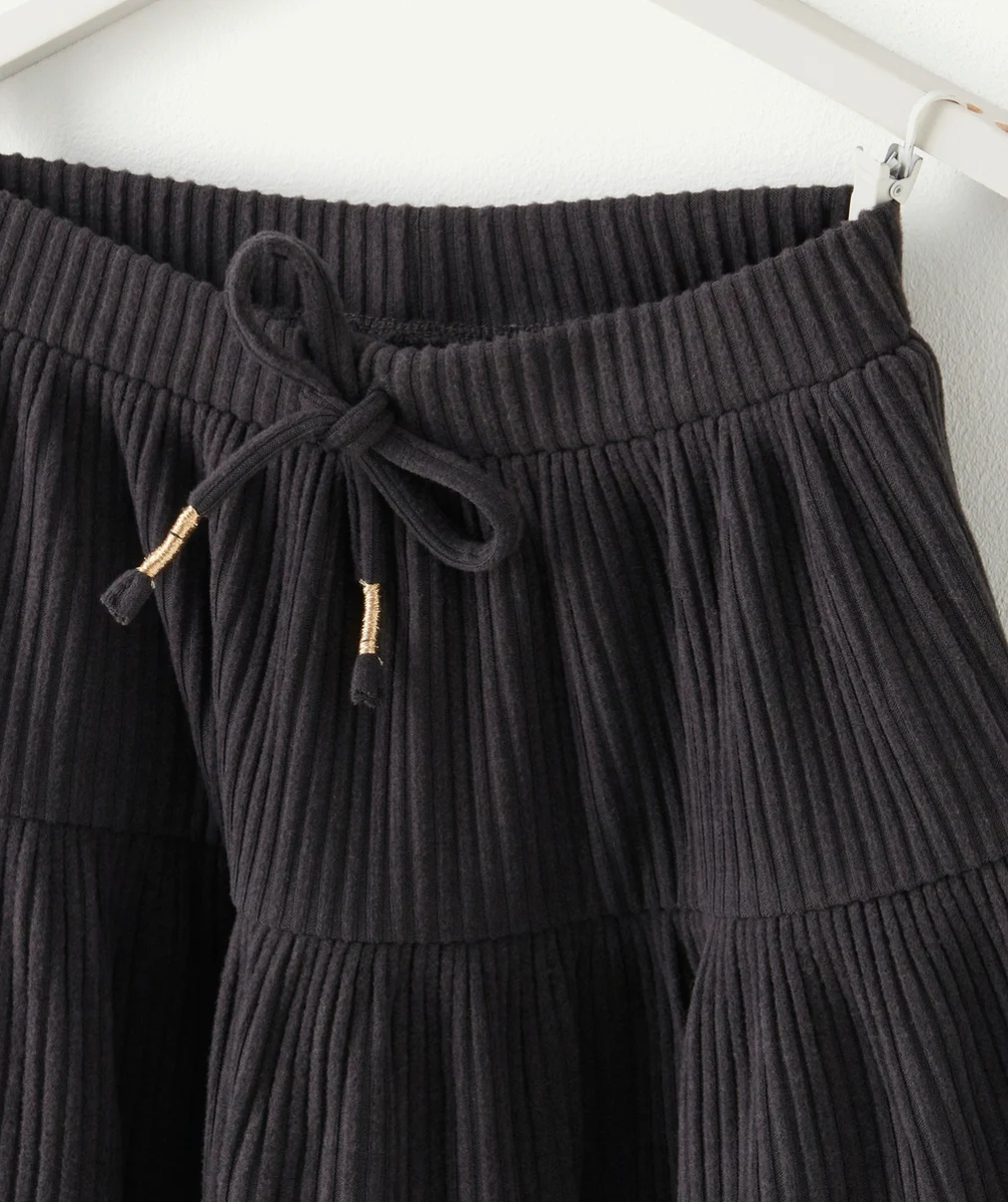 JUPE COURTE GRISE CÔTELÉE EN FIBRES RECYCLÉES FILLE