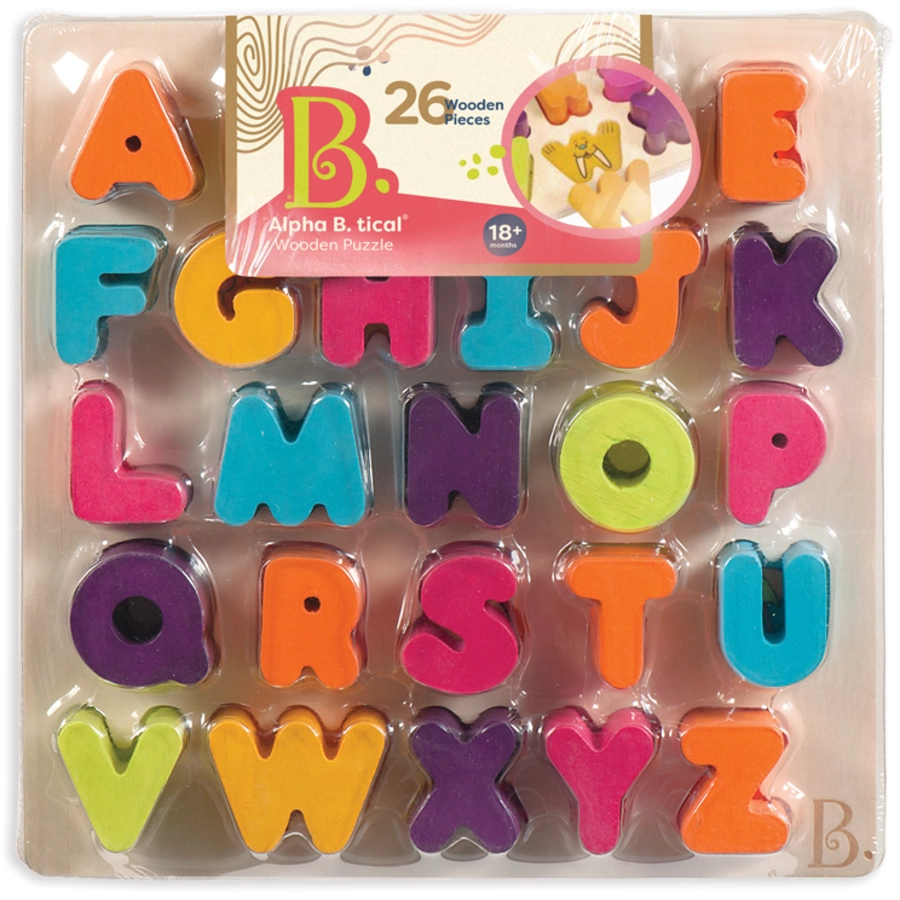 B.TOYS B. Alpha. B. tical - Buchstabenpuzzle aus Holz 26-teilig Mehrfarbig