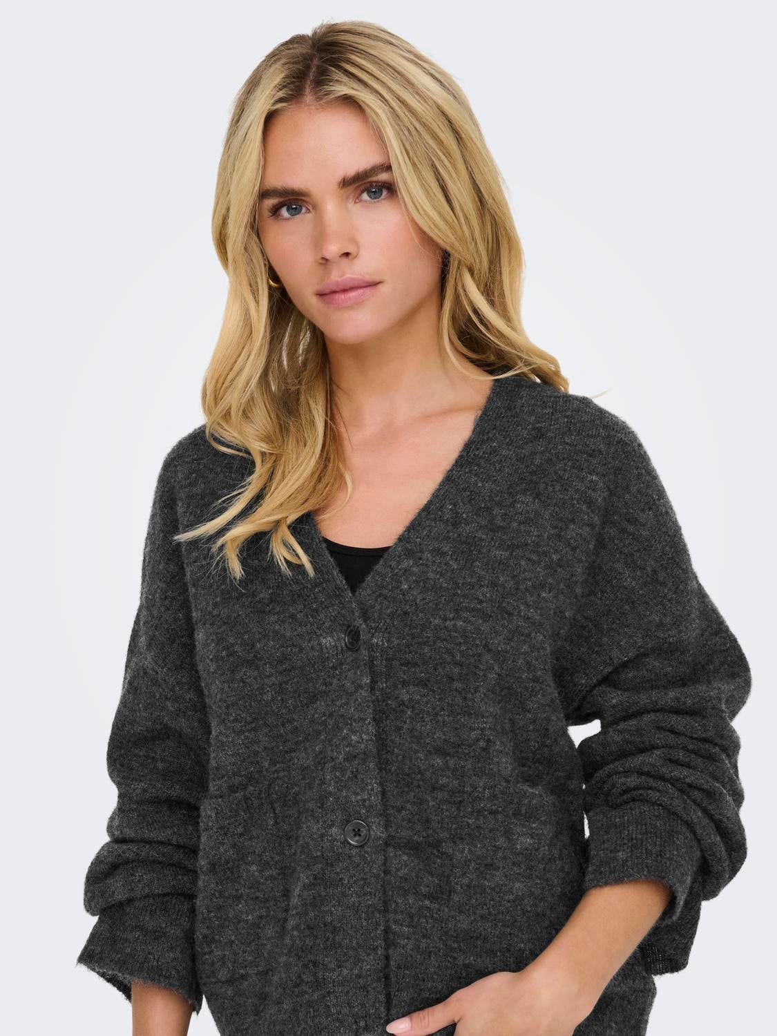 ONLALLISON Strickjacke Dark Grey Melange