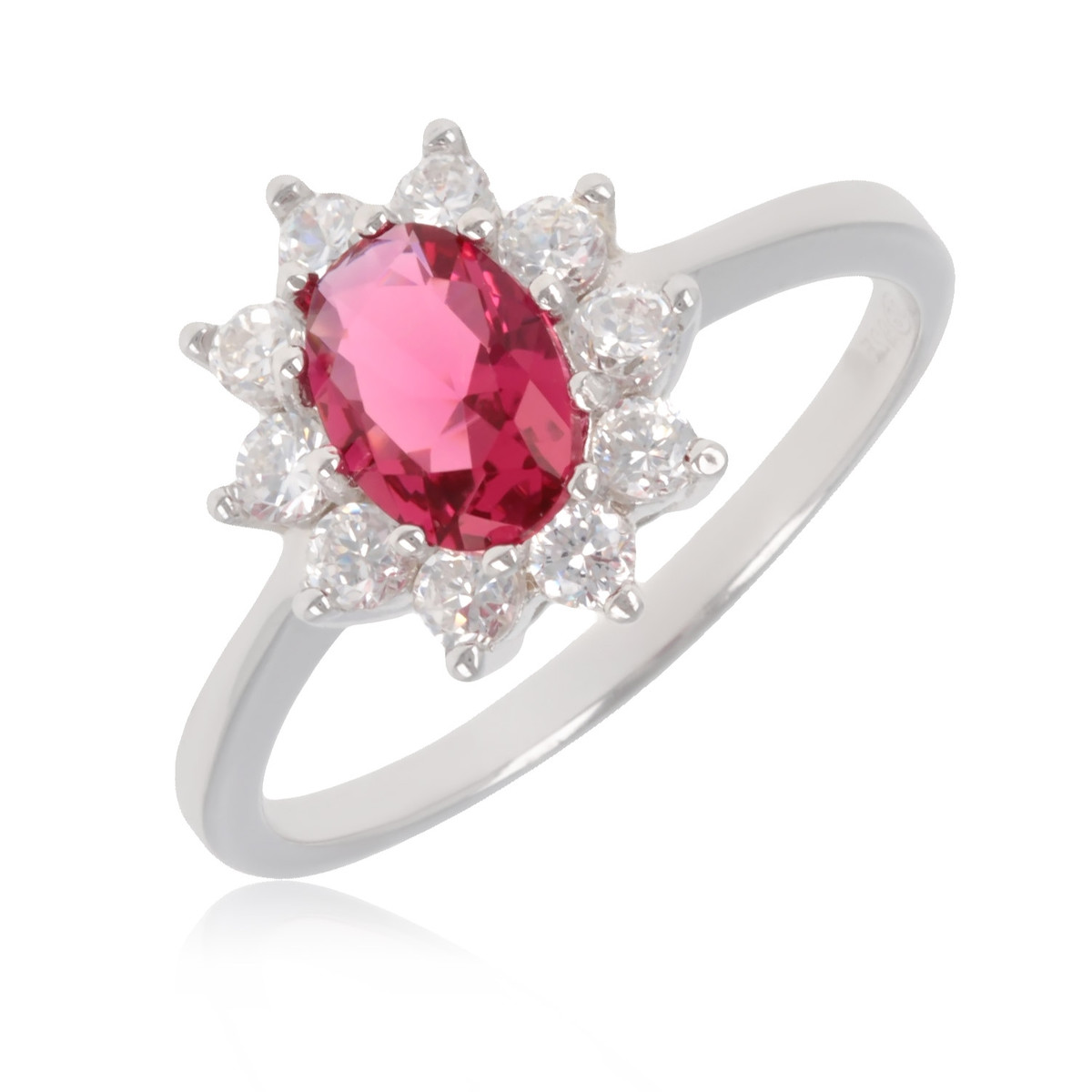 Bague argent imitation rubis synthétique avec cubic zirconia