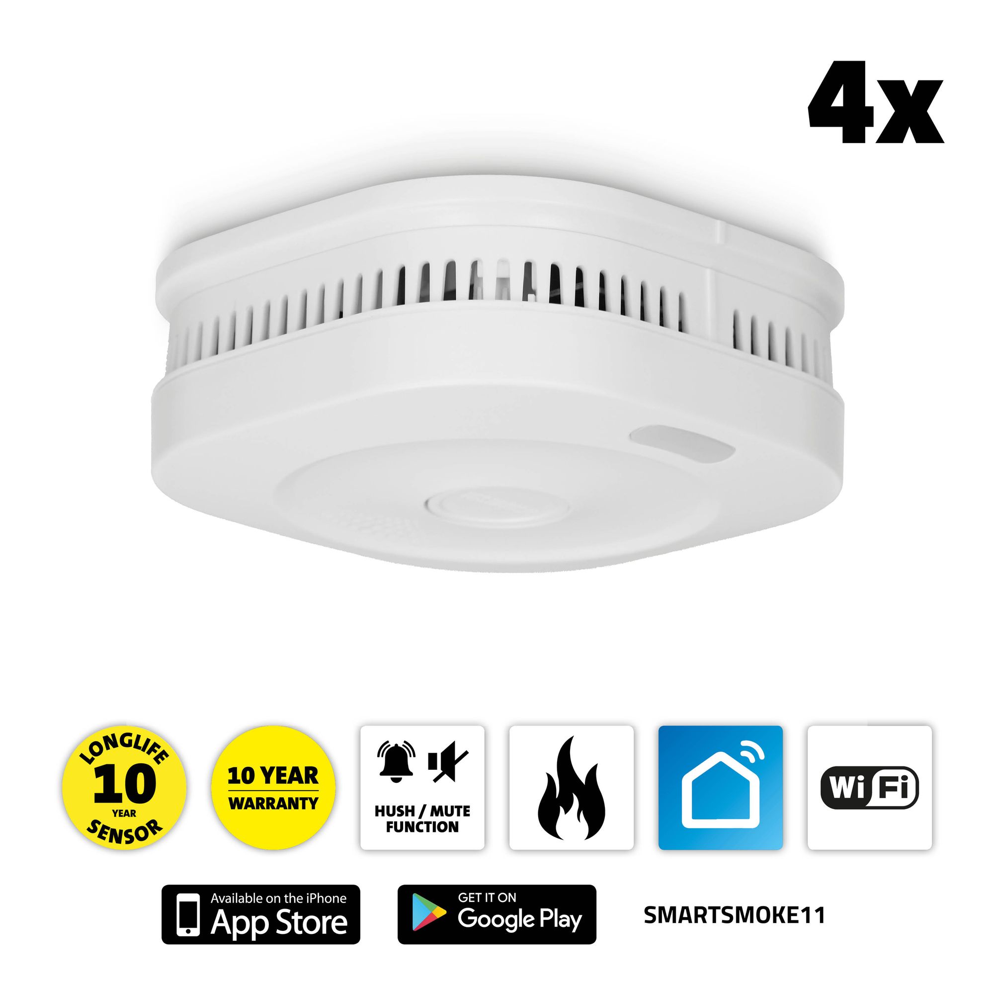 Alecto SMARTSMOKE11 4X Smart Rookmelder