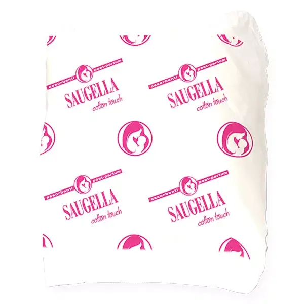 Absorventes pós-parto Saugella Cotton Touch, pacote com 10 unidades.