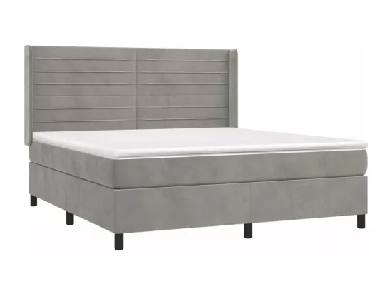 Sommier tapissier matelas et LED Gris clair 160x200 cm Velours