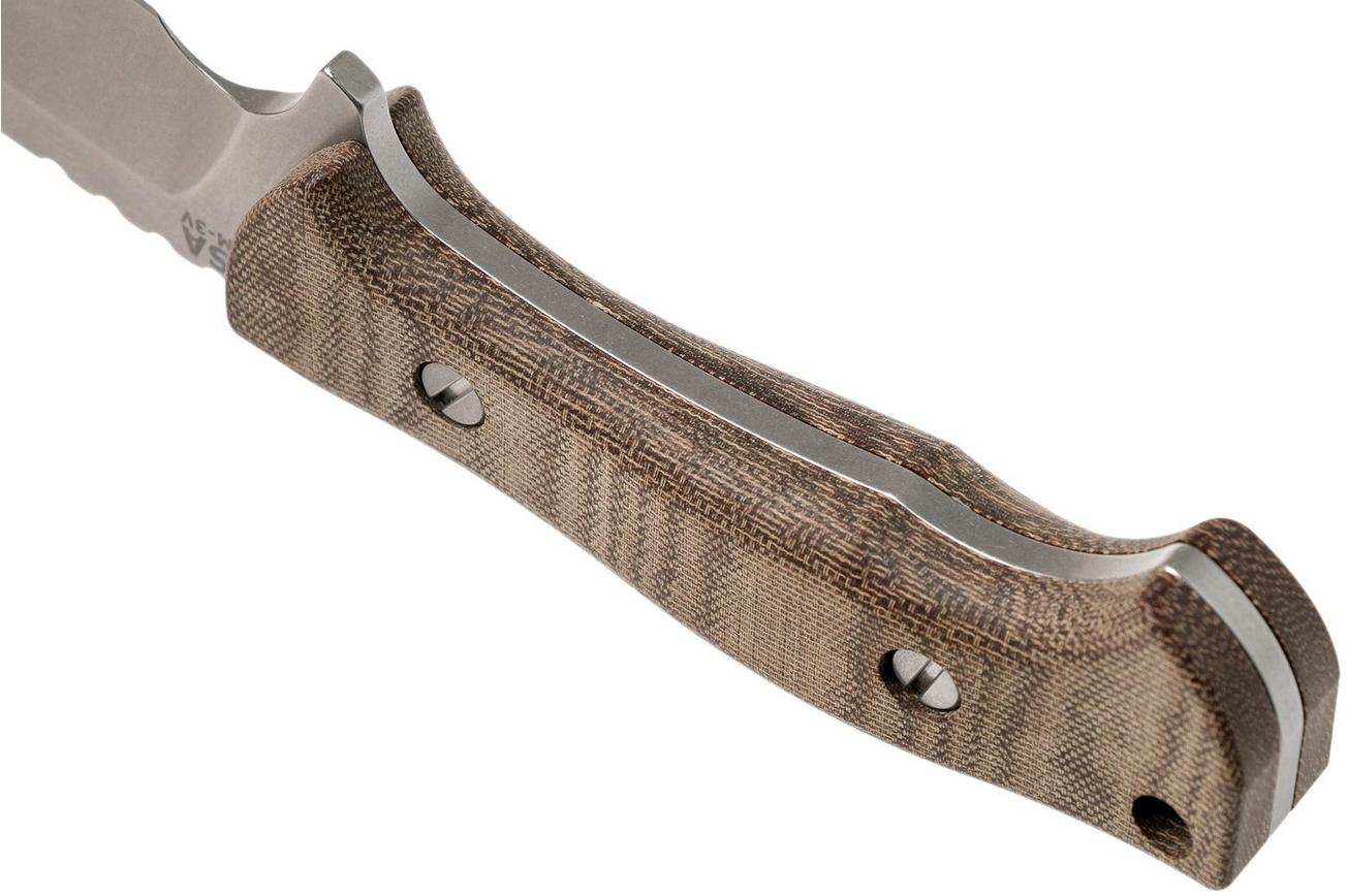 Rick Hinderer Ranch Bowie Natural Canvas Micarta, Stonewashed, bowie mes