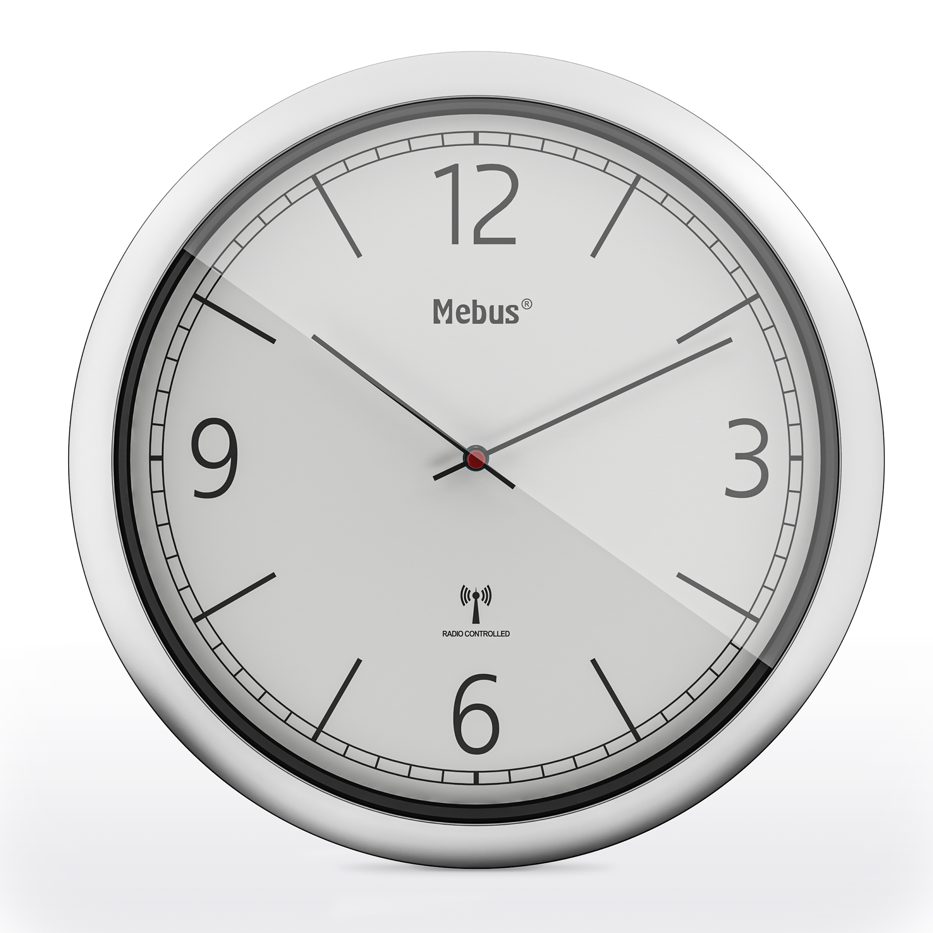 MEBUS Funk-Wanduhr - silber-grau - Ø 25 cm