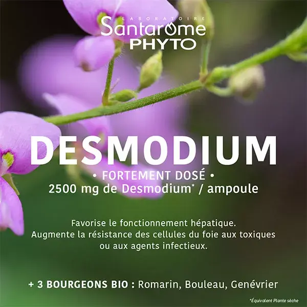Santarome Phyto - Desmodium 2500 - Desintoxicante Hepático - 20 ampolas