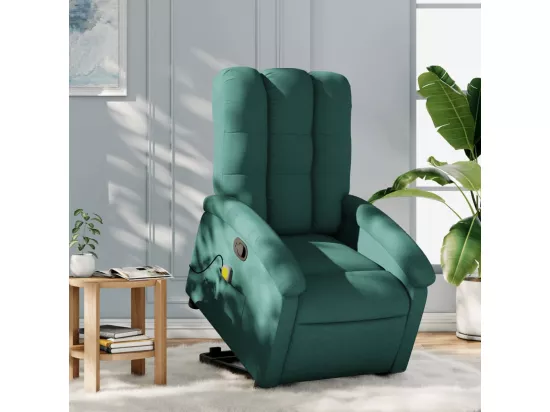 Fauteuil inclinable massant Vert foncé Tissu