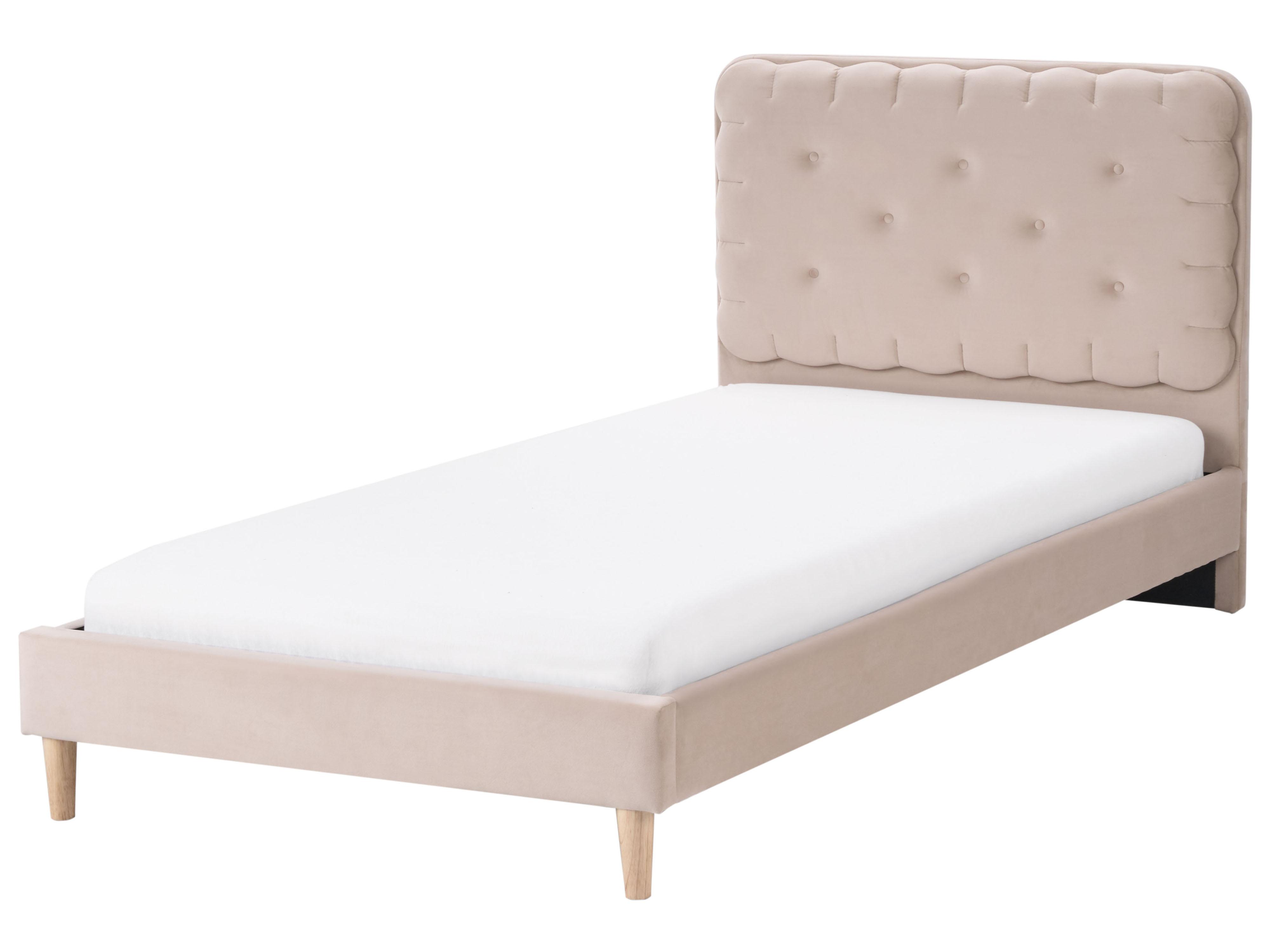Bed Fluweel CORSAINT 90 x 200 cm Beige