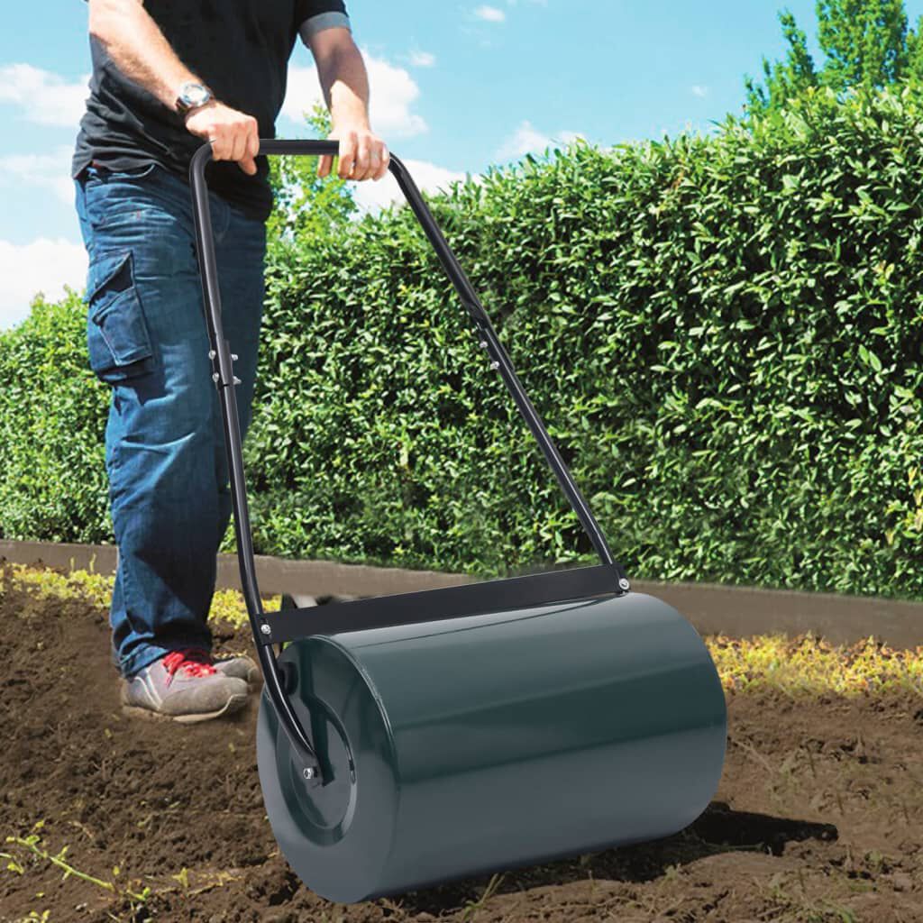 vidaXL Gazonroller Groen en Zwart 63 cm 50 L