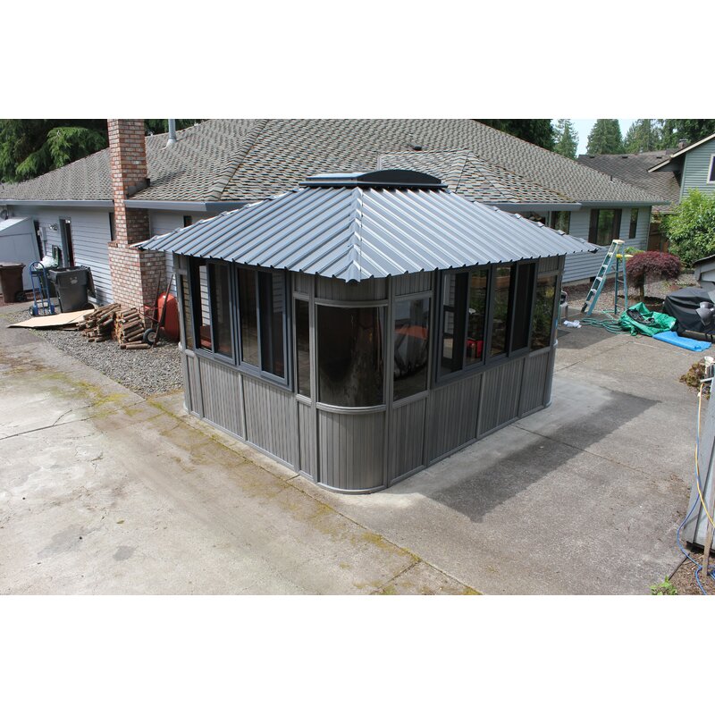 Gazebo de alumínio para pátio Colorado, 4,11 m de largura x 3,51 m de profundidade.