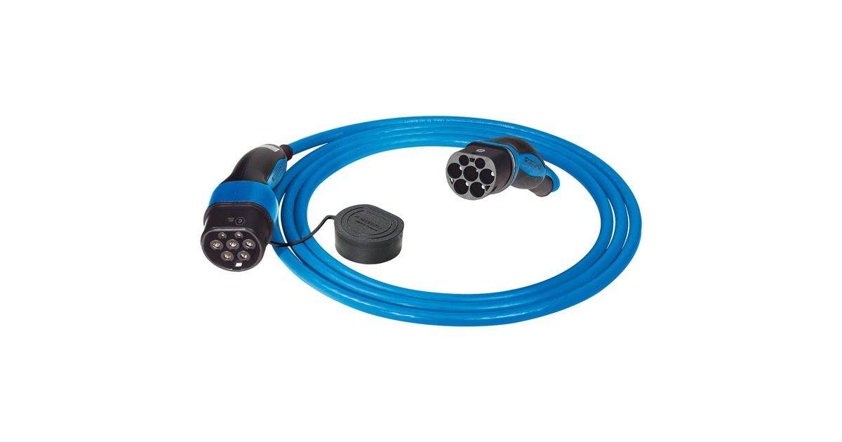MennekesMode 3, Typ 2, 20A, 1PH laadkabel  (Blauw/zwart, 7,5 meter)