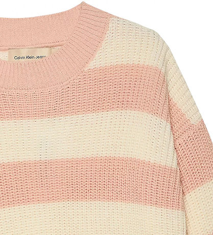 Calvin Klein Bluse - Strick - Ck Stripe - Peach Peitsche