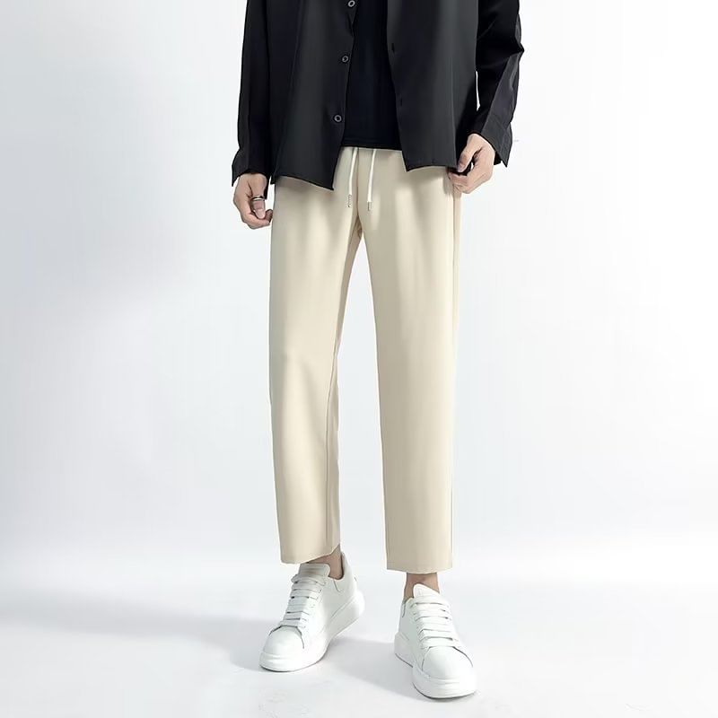 Craltuxe - Mid Rise Plain Crop Straight Leg Broek