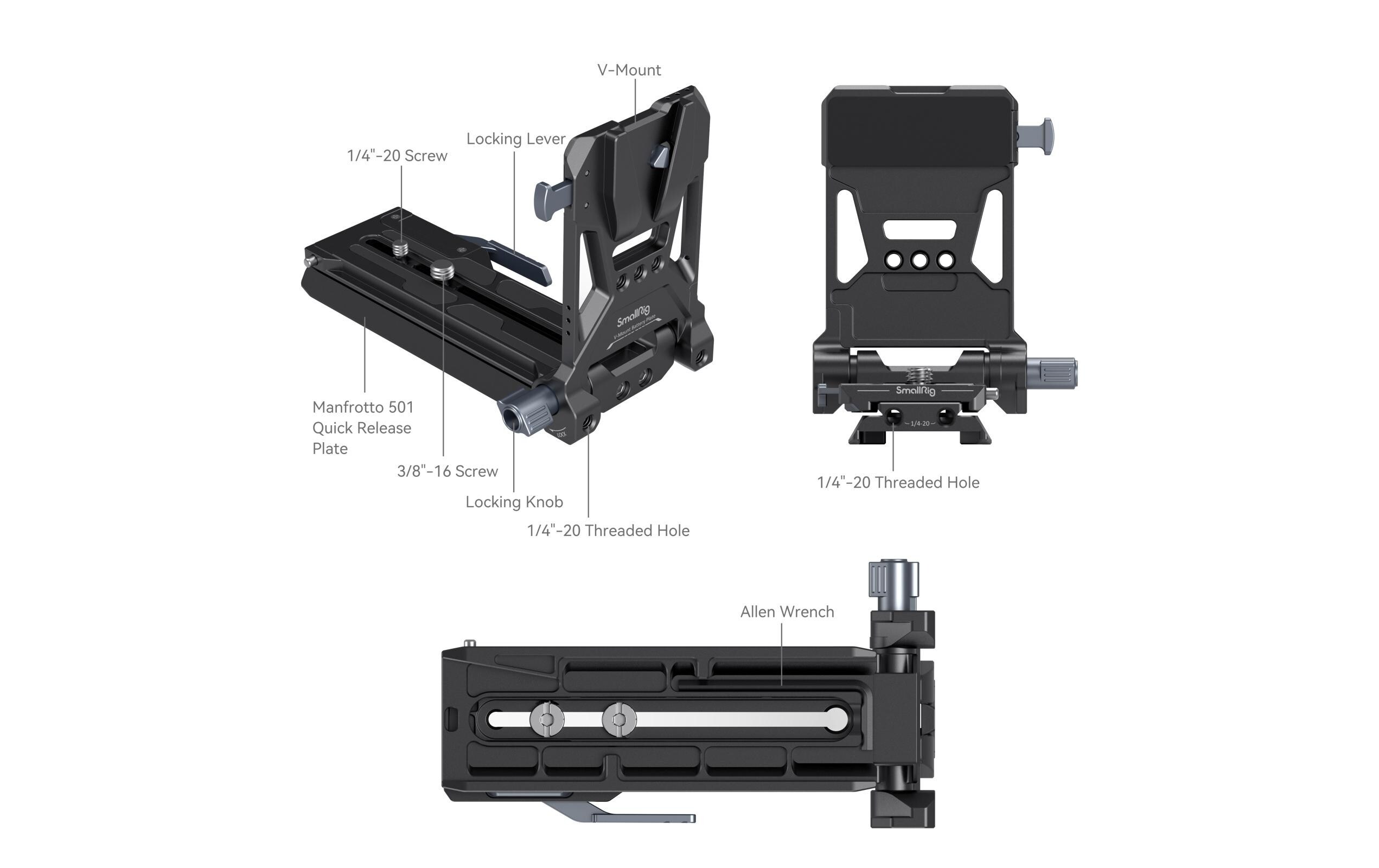 Digitalkamera-Akku V-Mount Akku-Montageplatten-Kit<br>Montageplatten-Kit für Filmkameras