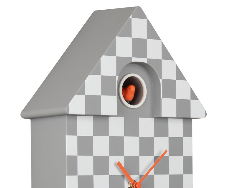 Wall Clock Modern Cuckoo Checker KA5968GY Mouse grey