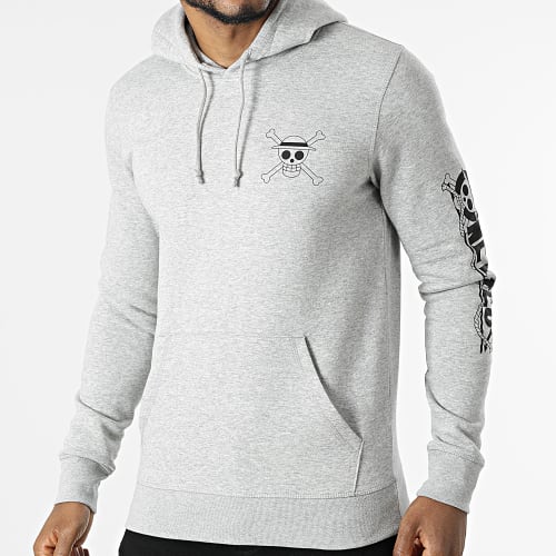 Sweat Capuche Mugiwara Gris Chiné Noir
