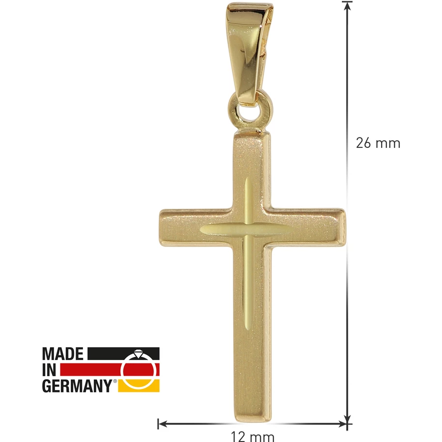 trendor Kreuz-Anhänger Gold 333 8 Kt. + Goldplattierte Silber-Halskette gold