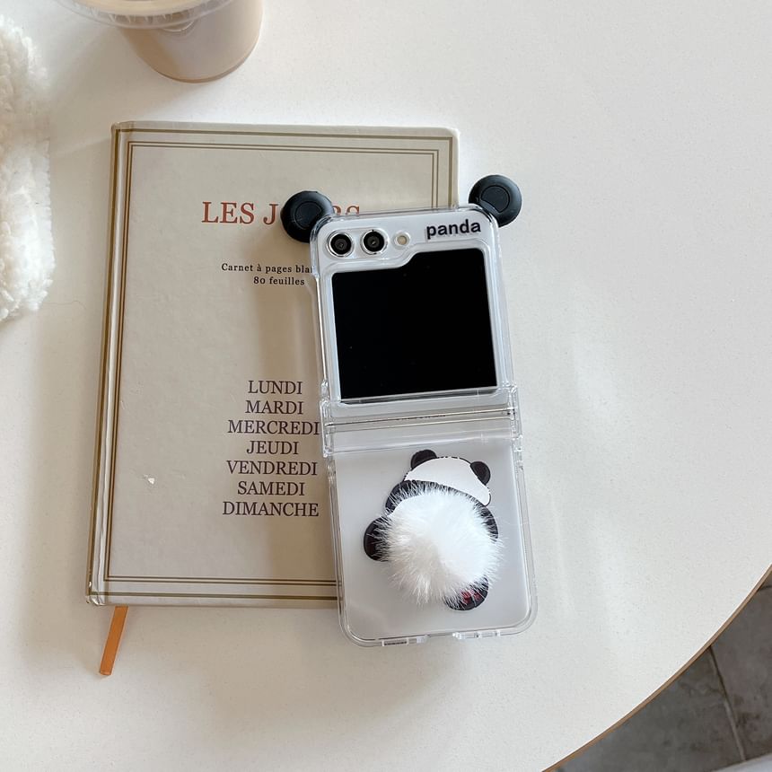 Edgin - Panda Pom Pom telefoonhoesje / pluchen band / set - Samsung Flip