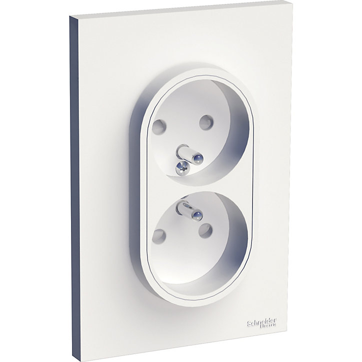 Prise double avec terre complète Schneider Electric Odace blanc
