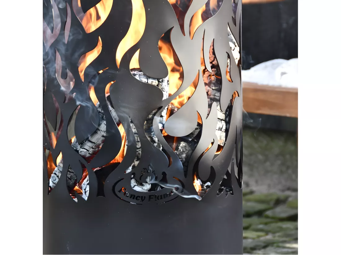 Brasero cylindre découpe laser 39 x 117 cm Découpe flammes
