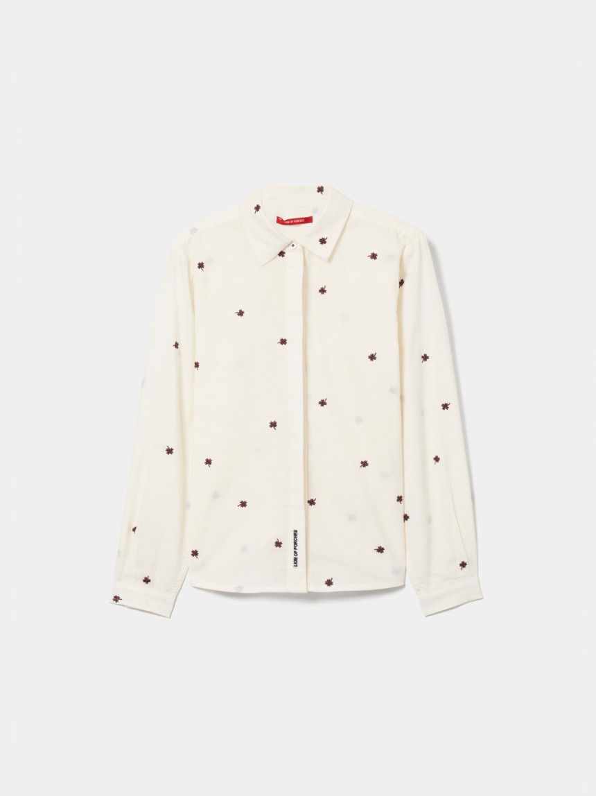 Camisa em algodão com trevos bordados