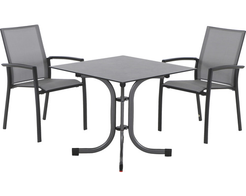 Siena Garden Velia eetset: 2 fauteuils + Sola tafel (80 x 80 cm)