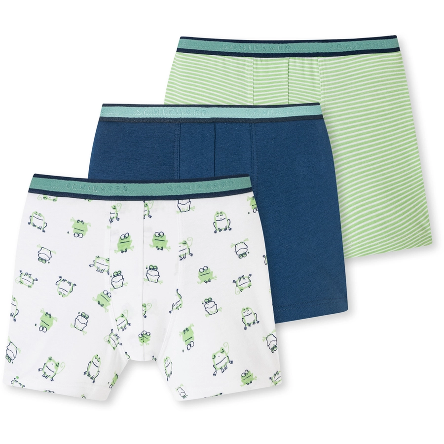 Schiesser Trunk 955 Organic Cotton weiß, grün, blau