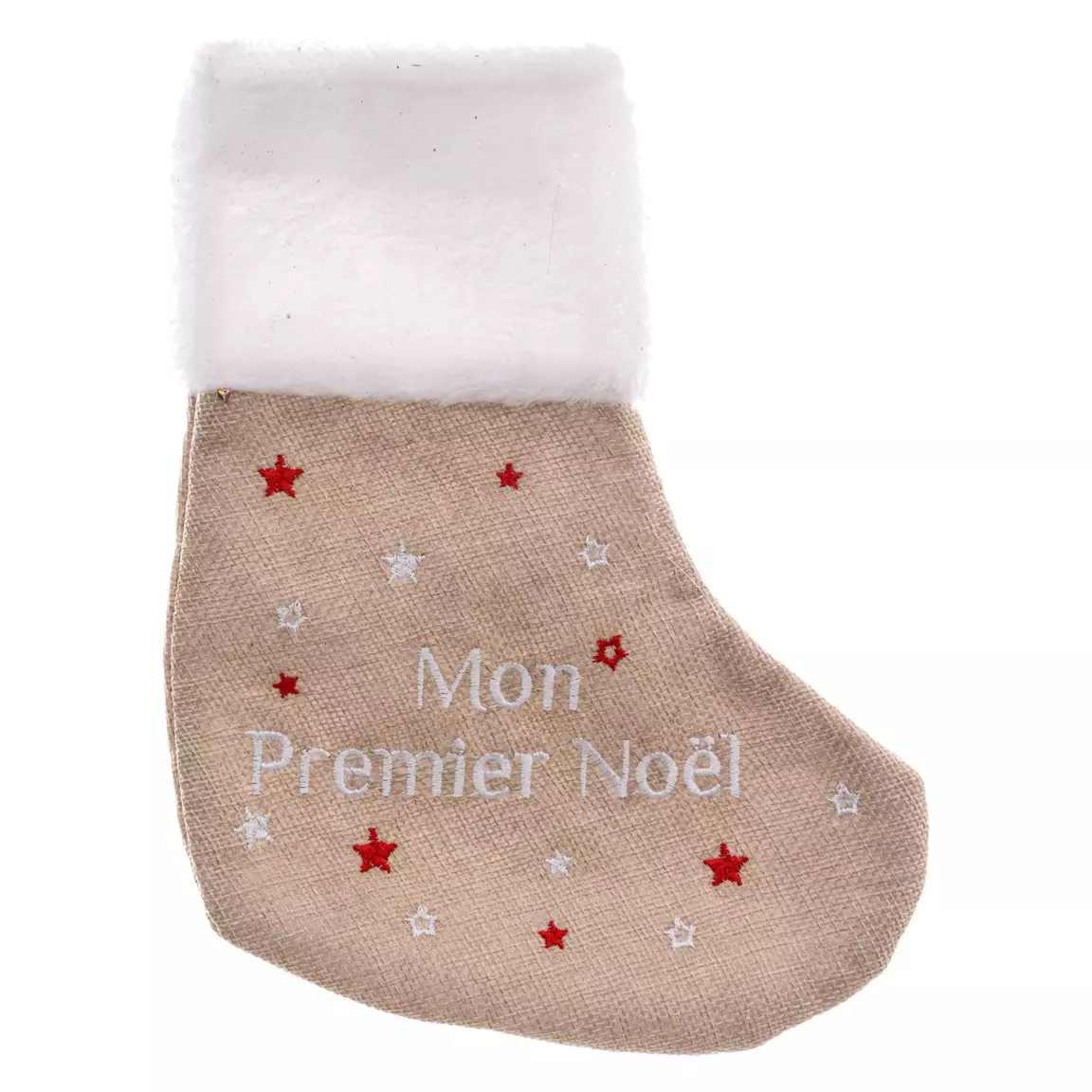 Chaussette de Noël en jute (H24 cm) Mon Premier Noël