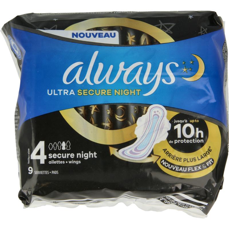 Always Maandverband Ultra Secure Nacht (9 stuks)