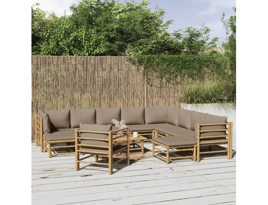 LES TENDANCES - Salon extérieur Salon de jardin-brun-11 places-55x65x30-490509