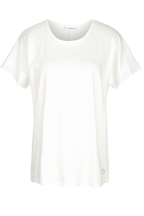 T-Shirt, Rundhals, Spitze am Halbarm
