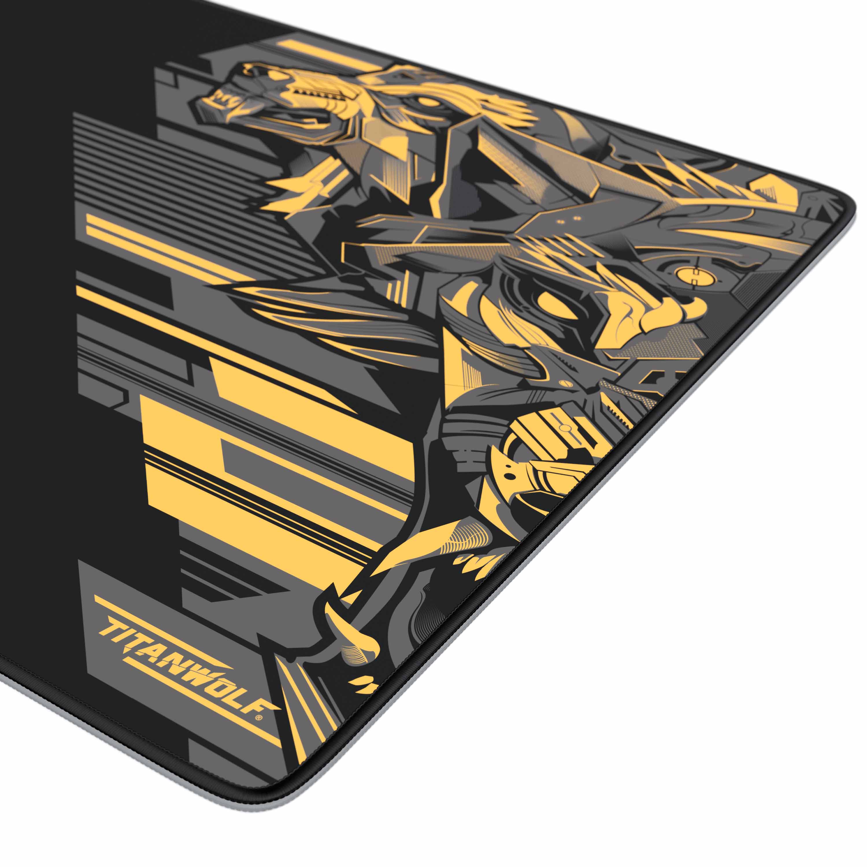Titanwolf Gaming Mauspad XXL, glattes Stoffgewebe, Speed Mousepad 900 x 400mm große Fläche, Vector Gelb