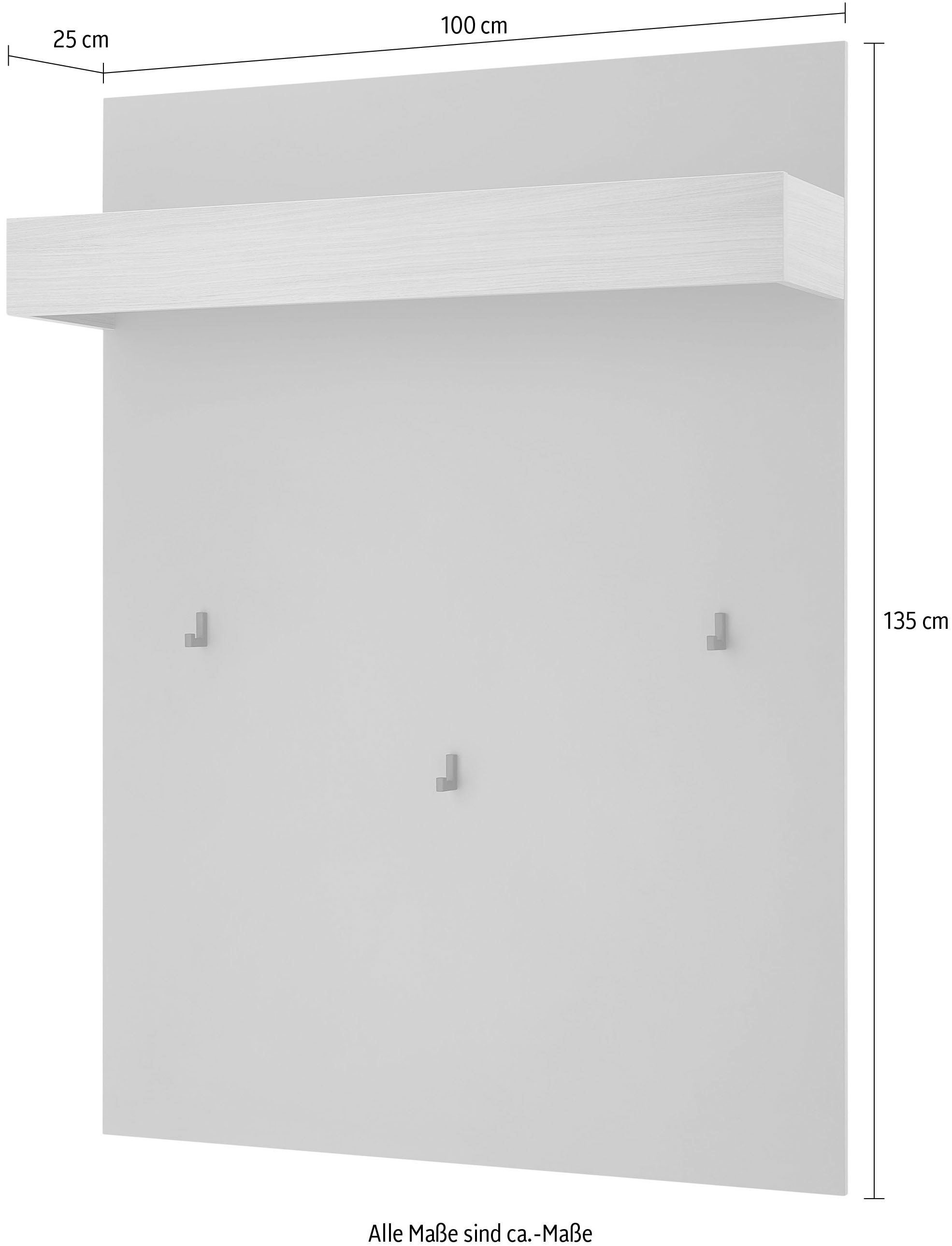INOSIGN Garderobenpaneel »GiRON/CiTY, Wandregal in vier Farben, Flurgarderobe mit Hutablage« mit Kleiderstange und Haken, 100 cm breit