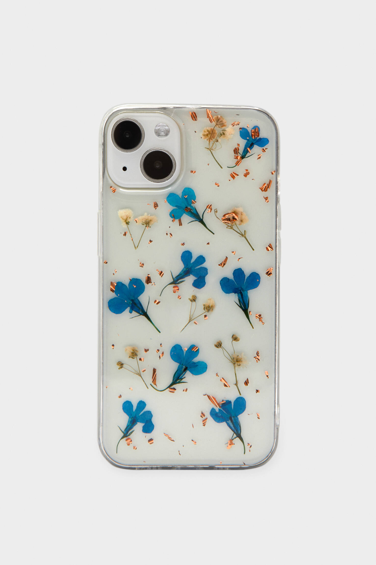 CAPA PARA IPHONE COM FLORES SECAS - AZUL