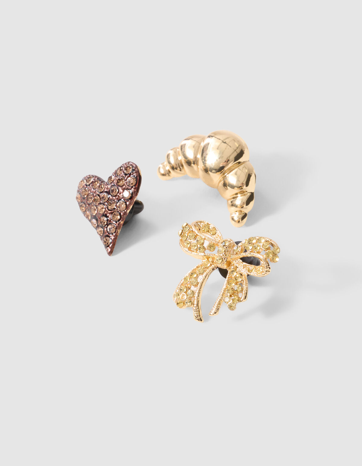 Croissant Broche Set Bruin/Goud