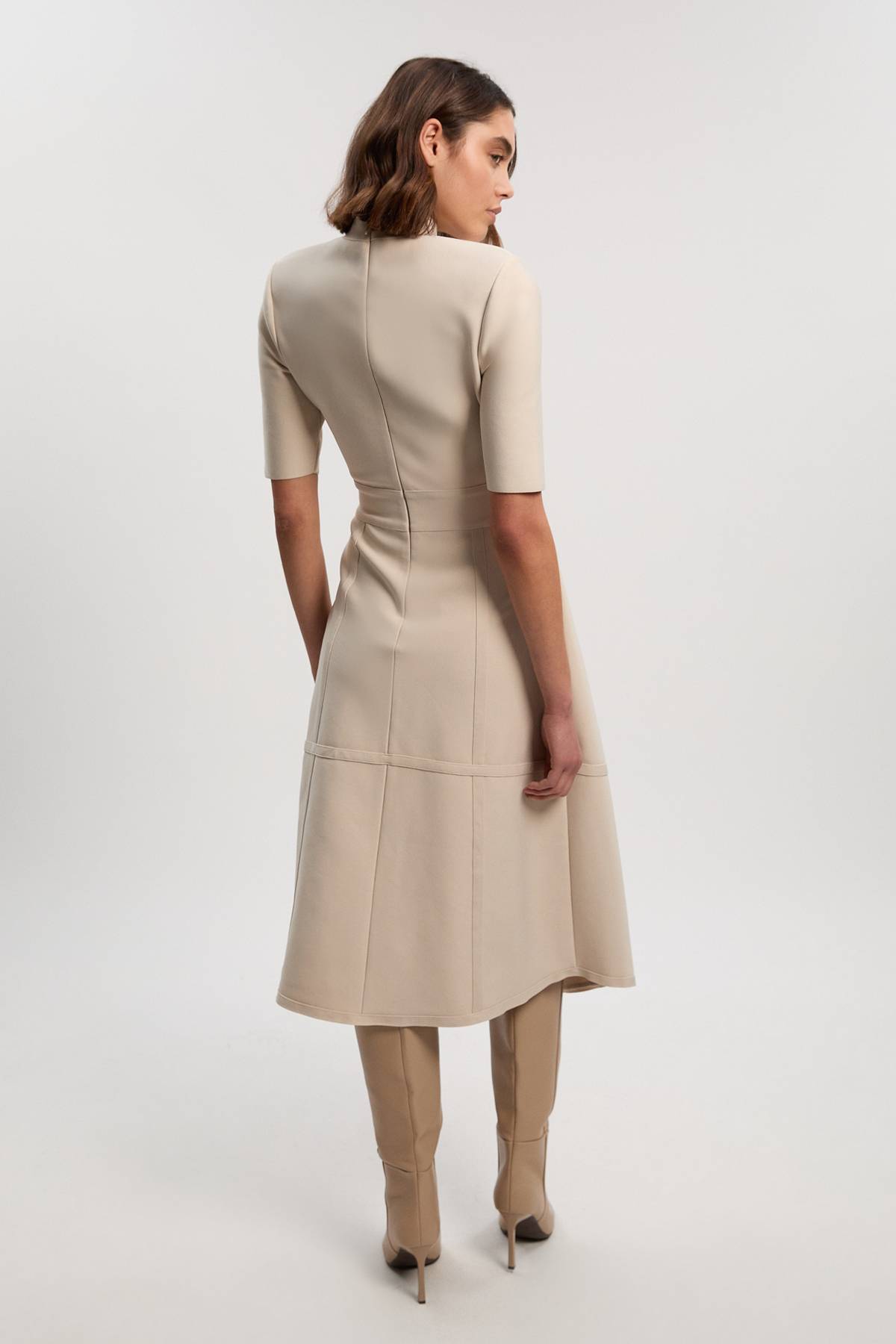 KarenMillen Robe Mi-Longue Moulante Bandage Asymétrique en Maille
