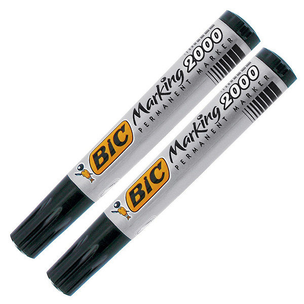 2 marqueurs permanents Bic 2000 Coloris noir