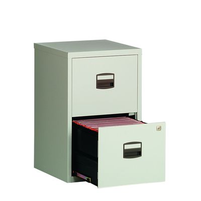 Classeur métallique monobloc - 2 tiroirs - H67 x L41 x P40 cm - gris clair