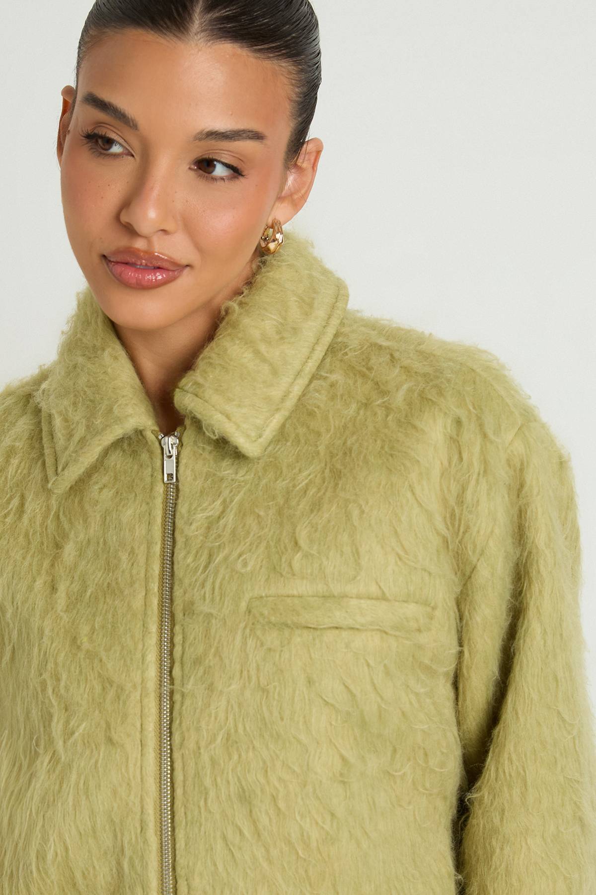 boohoo Veste Zippée Aspect Laine