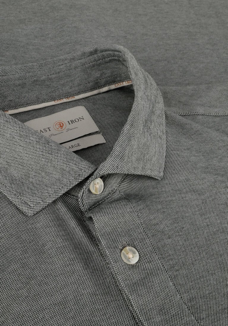 CAST IRON grijze cast iron casual overhemd long sleeve shirt cf tec 2 tone pique