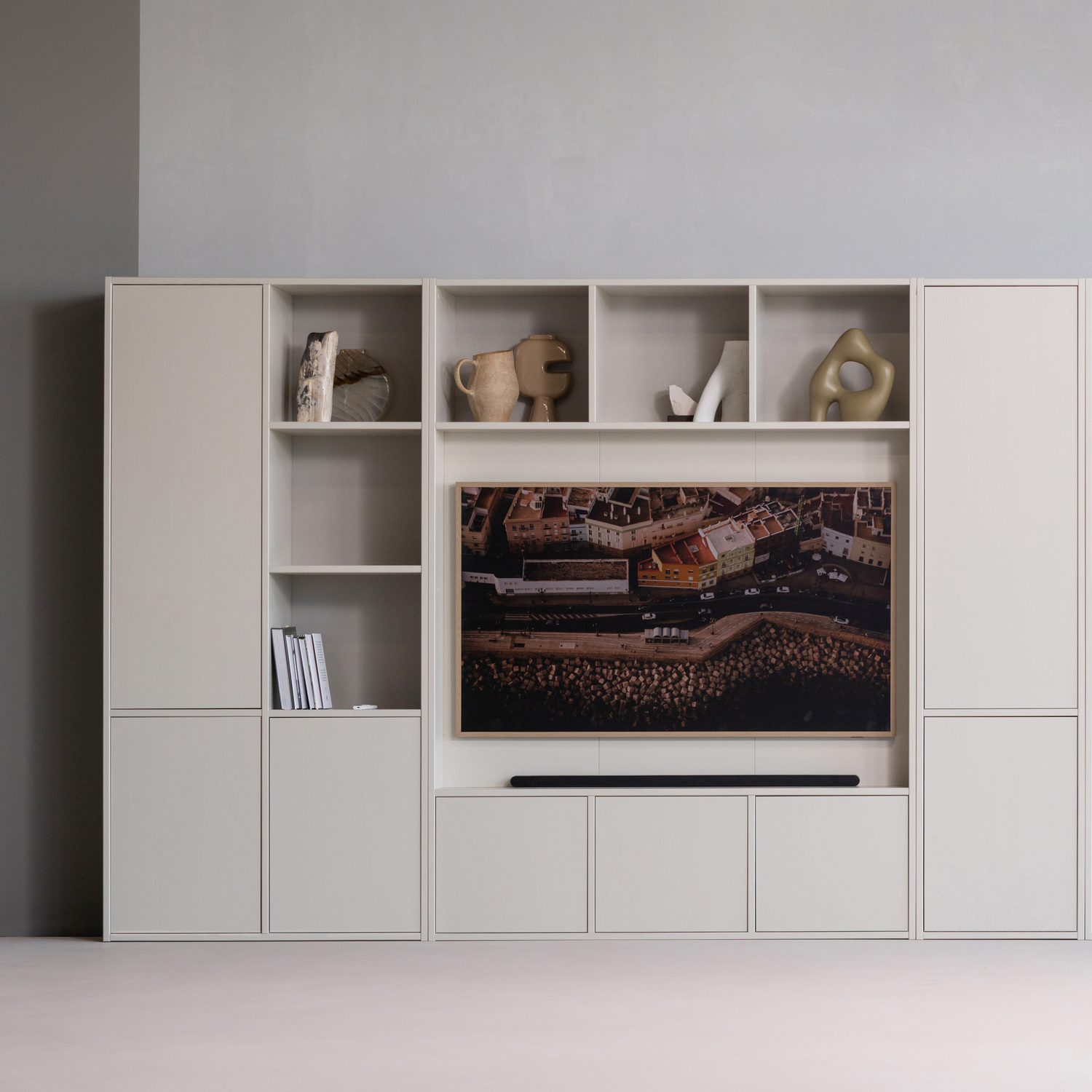 WOOOD Meggy Opbergkast Links - Grenen hout - Dust|Grijs - 215x108x40