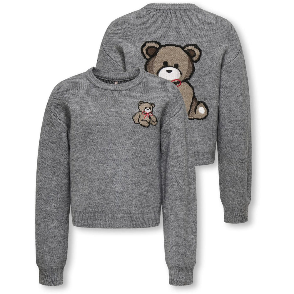 Køb kids ONLY Medium Grey Melange Teddy Kogteddy L/S Pullover Knt Noos
