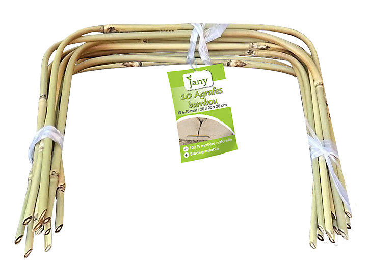 Lot de 10 agrafes Jany H. 20 cm x L. 20 cm bambou