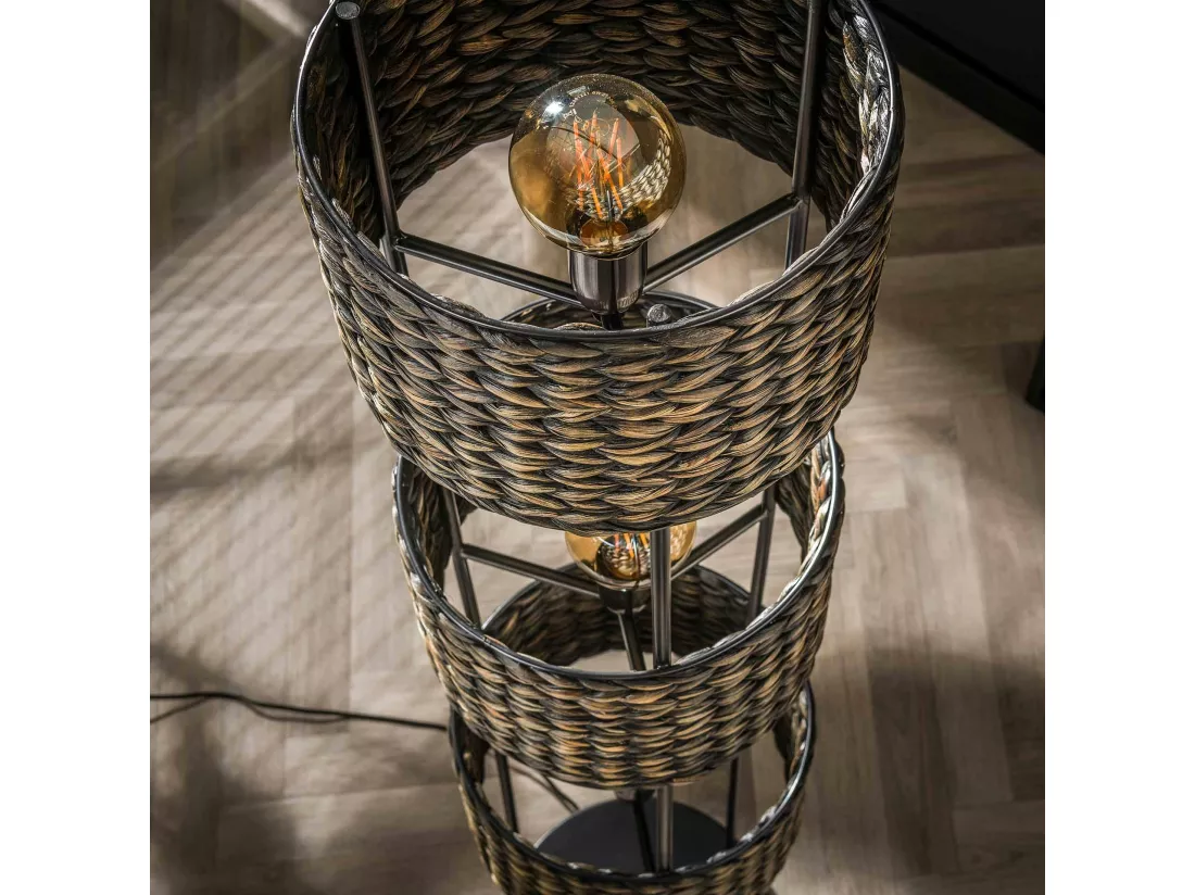 Lampe sur pied en jacinthe d'eau 3 abat-jour TASMANIE